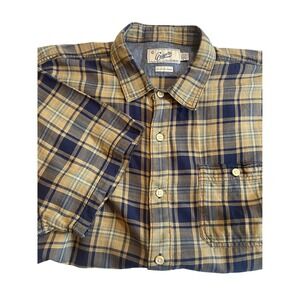 Grayers Clothiers Men's XXL yellow blue Plaid Short‎ Sleeve Button Up Shirt